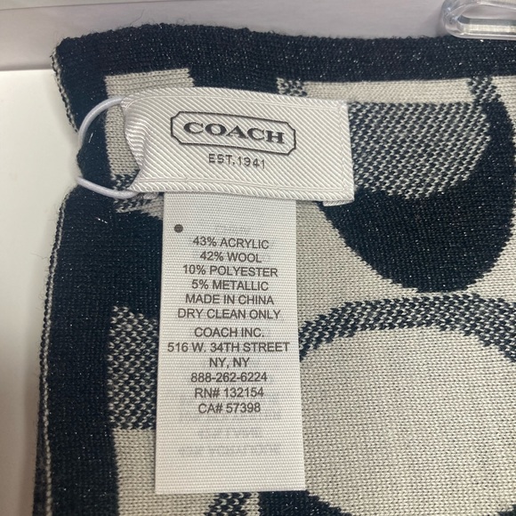 New Authentic Boxed Scarf Hat Coach Black & Gray 2013 Size O/S - Picture 7 of 9